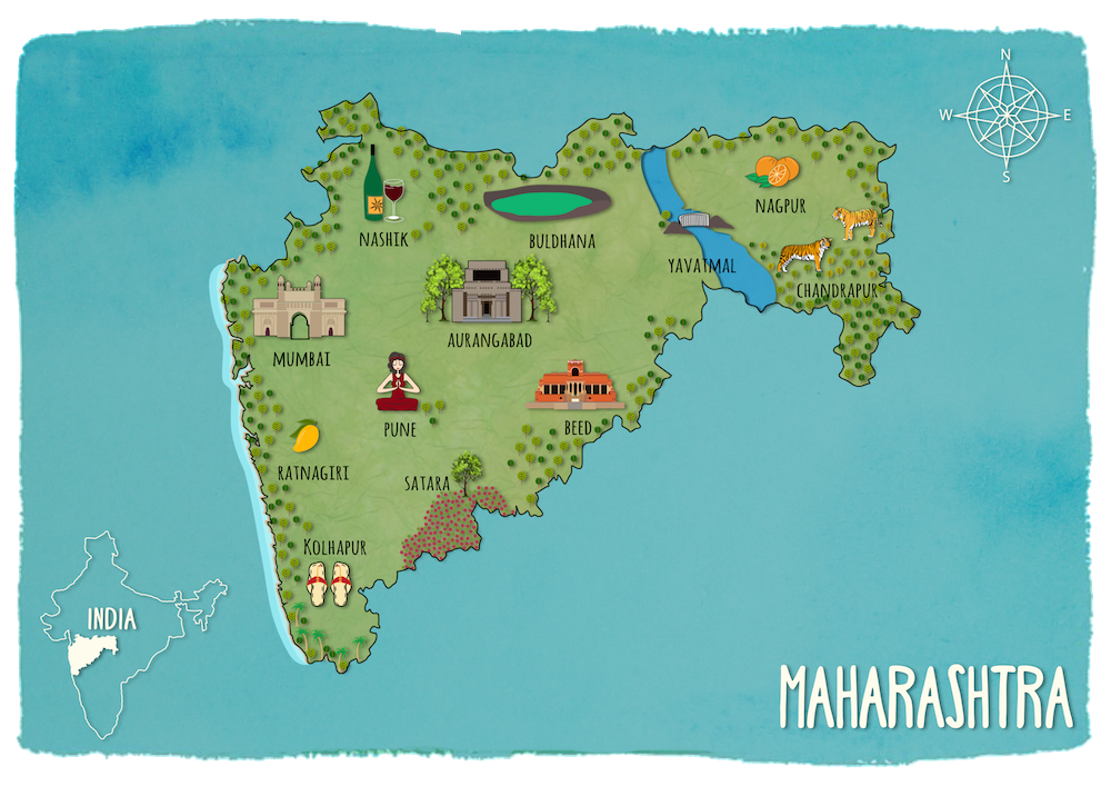 maharashtra tourist map with distance